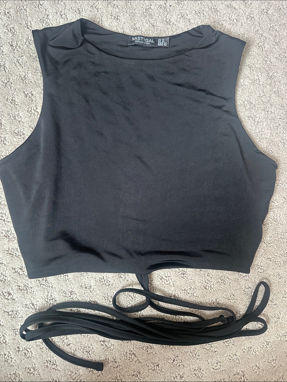 Nasty Gal Black Cropped Tank with Wrap Straps